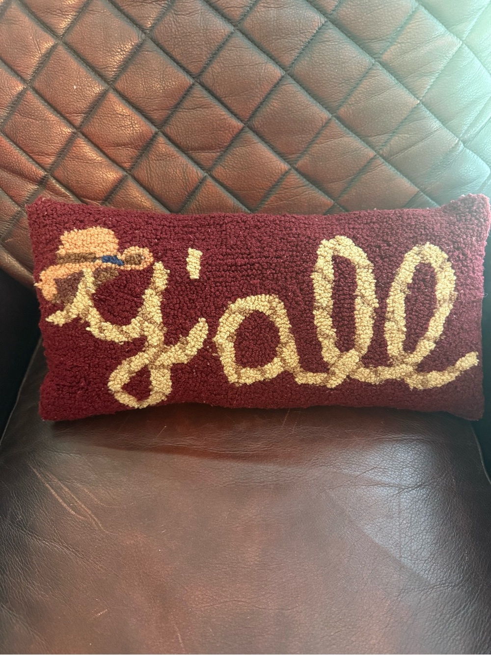Western Pillow 9x18 Trendy Coquette Cowboy Hat Y’ALL